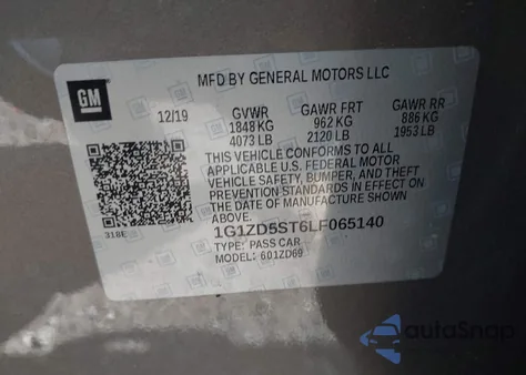 2020 Chevrolet Malibu Fwd Lt from USA, damaged, VIN 1G1ZD5ST6LF065140